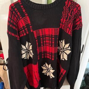 Embassy Row Vintage Christmas Snowflakes Sweater L